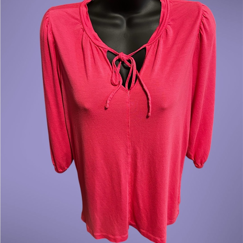 GAP Pink 3/4 Sleeve Tie Front Blouse